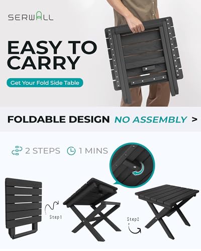 Small Folding Outdoor Side Table Set of 4 (Black / Foldable 4-pack)