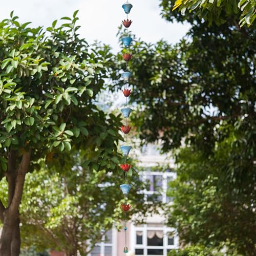 10FT Rain Chains for Outside (Blue-Red)