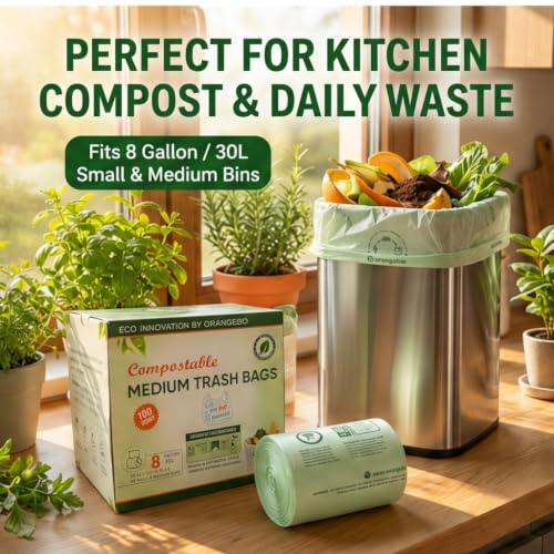 6 8 Gallon Compostable Trash Bags (100 Count)