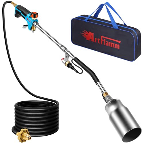 Portable Propane Torch Weed Burner Kit with Storage Bag (Blue Handle)