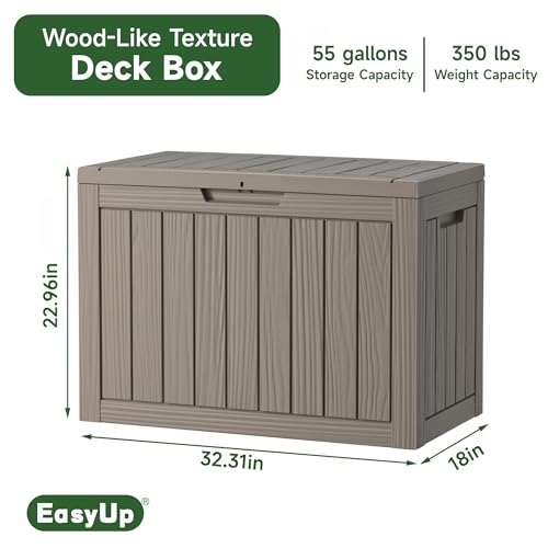 55 Gal Waterproof Outdoor Storage Box UV Resistant Deck Box (Black / 57 Gallon)