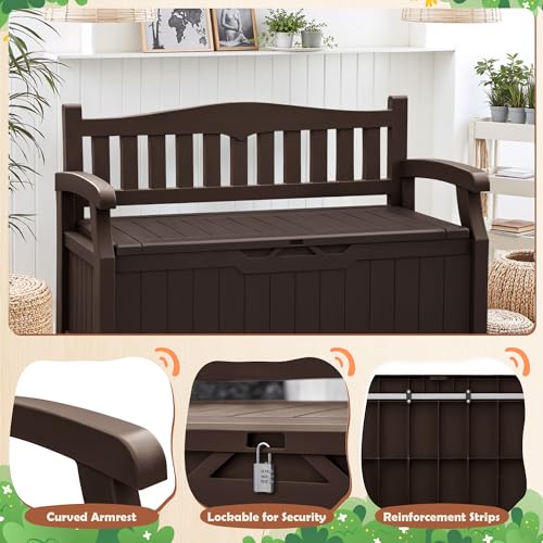 80 Gallon Resin Outdoor Storage Bench Waterproof