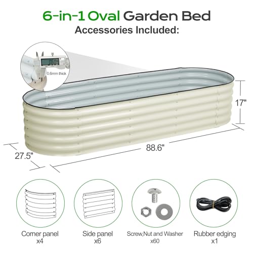 17" Tall Oval Galvanized Raised Garden Bed Kit