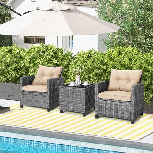 3 Pieces Wicker Patio Furniture Set (3 Count)