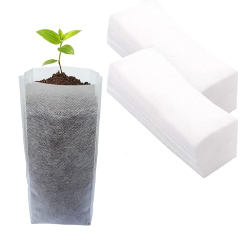 3 4 Gallon 100PCS 7.8×11 Inch Breathable Deep Plant Grow Bags (White / 7.8"x11"/100PCS)