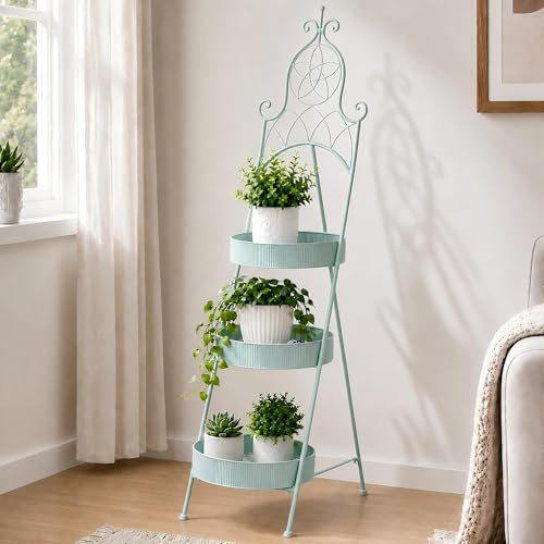 Metal 3 Tier Ladder Corner Plant Stand Green Flower Pot Rack (3 Count)