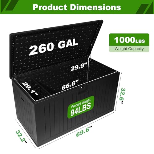 260 Gallon Outdoor Storage Box Waterproof (260 Gal)