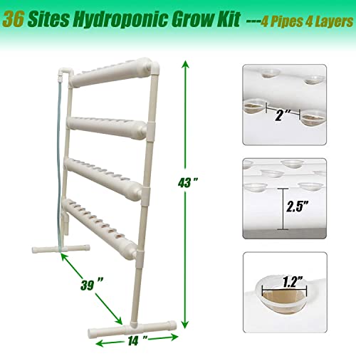 Hydroponic 36 Sites Grow Kit Grow System for Leafy Vegetables with 110V Pump Vertical