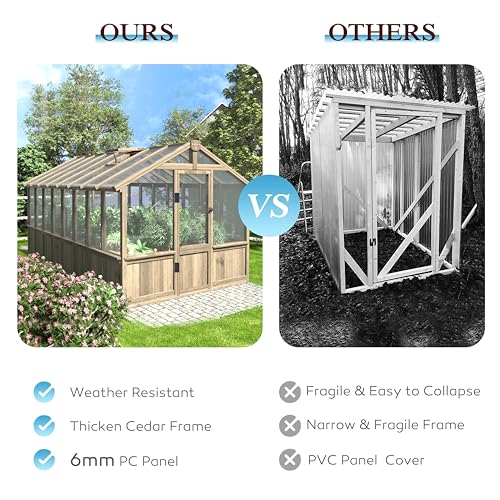 8 x 16 FT Wooden Greenhouse for Outdoor (Brown / 8x16 FT)
