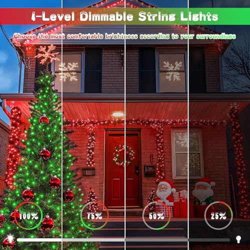 2 Pack Solar String Lights Outdoor Waterproof (Red to Green / 100LED*2)