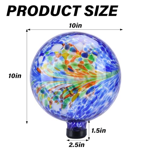 10" Gazing Ball Glass Reflective Garden Globe for Outdoor Lawn Decor (Multicolor)