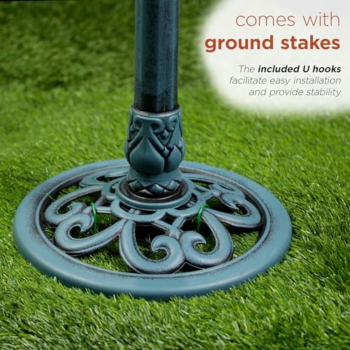 TEC116BL Pedestal Birdbath with Scrollwork Base and Ground Stakes