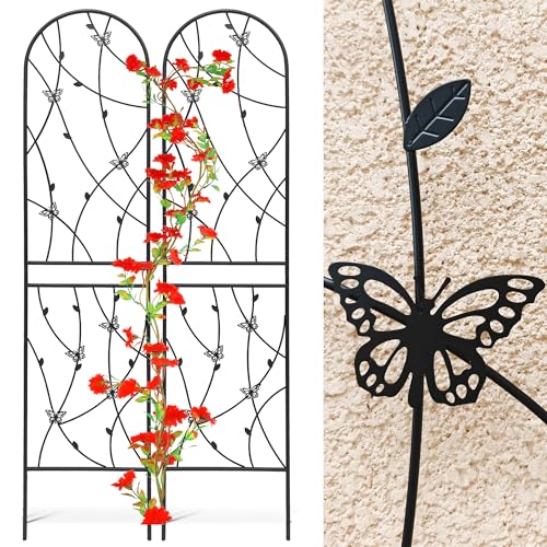 2 Pack Metal Garden Trellis 86.7" Tall Outdoor Climbing Plant Support for Roses (2 Count)
