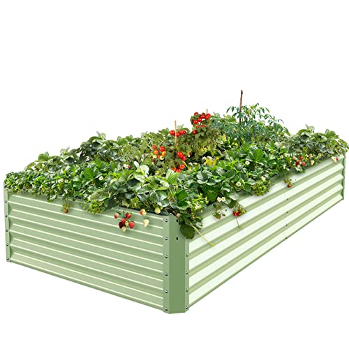 Galvanized Raised Garden Bed Box Outdoor 17" Tall Raised Garden Beds Outdoor Garden Planter Outdoor Garden Boxes Outdoor Raised Metal Raised Garden Beds for Vegetables 96"X48"X17"