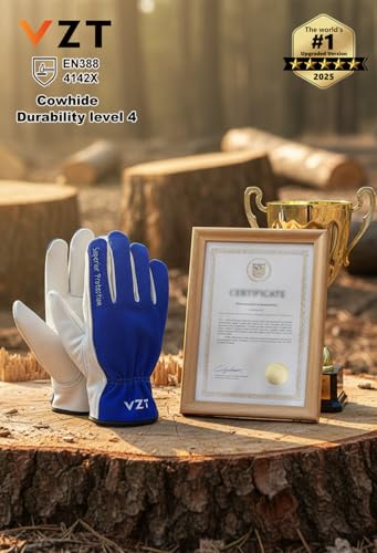 12 Pairs Bulk Leather Work Gloves for Men or Women for Construction (12 Count)