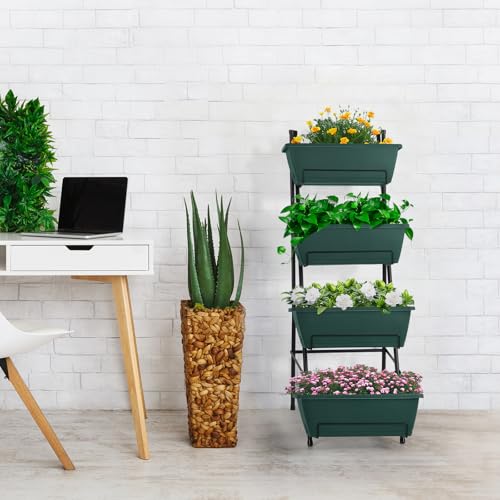 Raised Garden Bed 4 Tier Vertical Garden Planters Indoor Outdoor Raised Planter Box with Legs Elevated Herb Garden Planter for Flowers Vegetables Plants