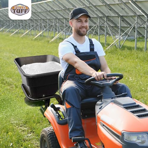 12V 80 Pound Capacity Grass Seed Fertilizer Spreader with Hitch Mount Receiver and Rain Protector for ATV