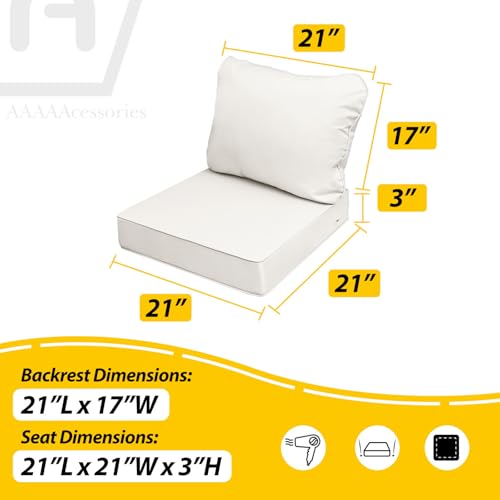 Outdoor Chair Cushions (Linen White / 21"x21"x3" / 21"x17")