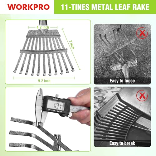 Rake Small Rake for Leaves with 72” Adjustable Long Handle