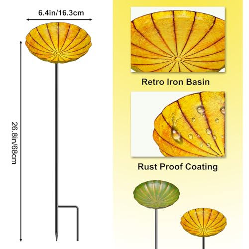 2PCS Metal Flower Bird Bath for Outside