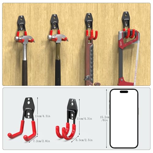Garden Hose Holder Wall Mount 2 Pack Solid Steel 2.8 Inch (Red / 6SJ-2SU)