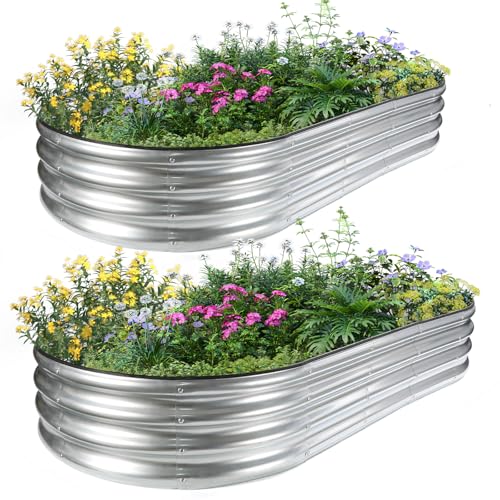 2 Pcs 6×3×1ft Oval Raised Garden Bed (2 Count)