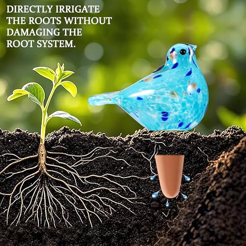 Glass Bird Shaped Plant Watering Ball Glass Automatic Watering Ball Flower Pot Insertion Spike Drip Irrigation Device Watering Ball Irrigation System Plant Enthusiast Gift