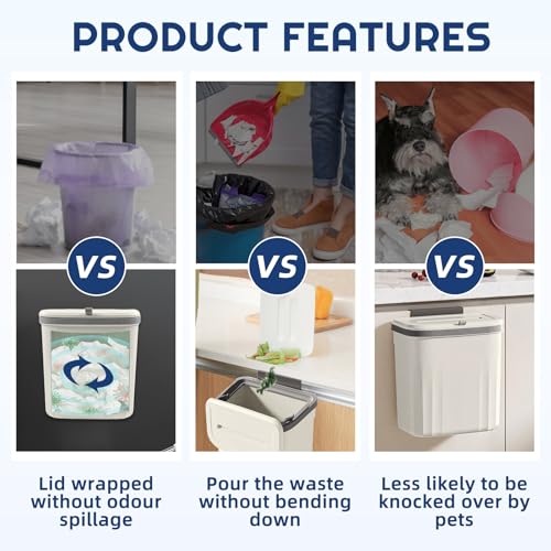 3 Pack Hanging Trash Can with Lid (3 Count)