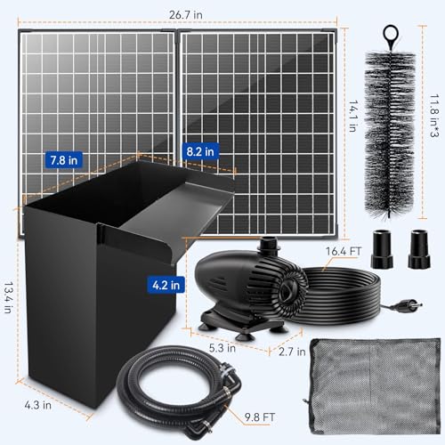 55W Solar Pond Waterfall Box with Fountain Pump (Tall)