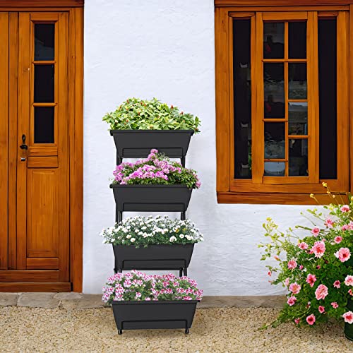 Raised Garden Bed 4 Tier Vertical Garden Planters Indoor Outdoor Raised Planter Box with Legs Elevated Herb Garden Planter for Flowers Vegetables Plants