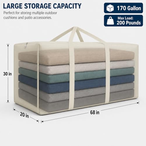 177 Gallon Extra Large Waterproof Patio Cushion Storage Bag (2 Count)