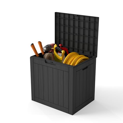 35 Gallon deck box Outdoor Cushion Storage Waterproof (Black / 35 GAL)