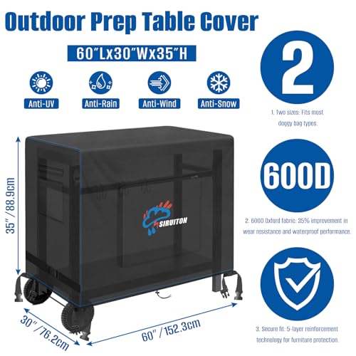 600D Outdoor Bar Cart Cover for 60" Portable Outdoor Table