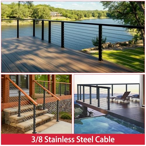 3 8 Stainless Steel Cable with 7x19 Strands and 12000lbs Breaking Strength 304 Stainless Steel Wire Rope for Aircraft Cable 150FT (150 Foot)