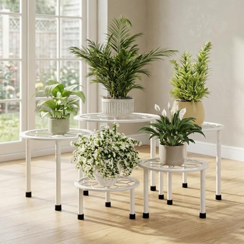 Metal Plant Stand Indoor Outdoor (White)