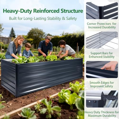 Galvalume Raised Garden Bed 8x4x1.95ft Tall Deep Planter Outdoor