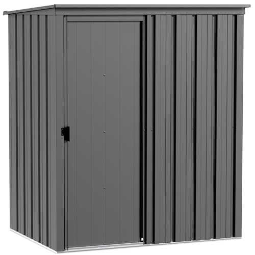 Cover It 5' x 3' Galvanized Steel Outdoor Storage Shed with Pent Roof and Lockable Sliding Doors (5' x 3' / Gray)