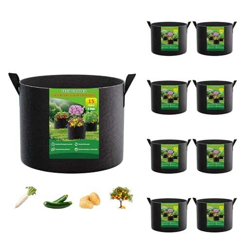 15 Gallon Plant Grow Bags 8 Pack 300G Fabric Pots with Handles (8 Count)