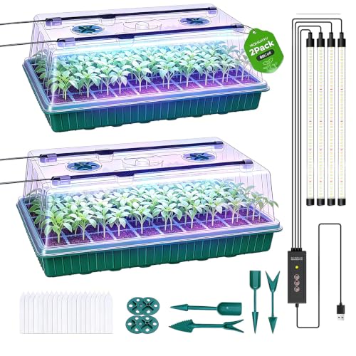 2 Pack Seed Starter Tray with Grow Light (120 Cells)