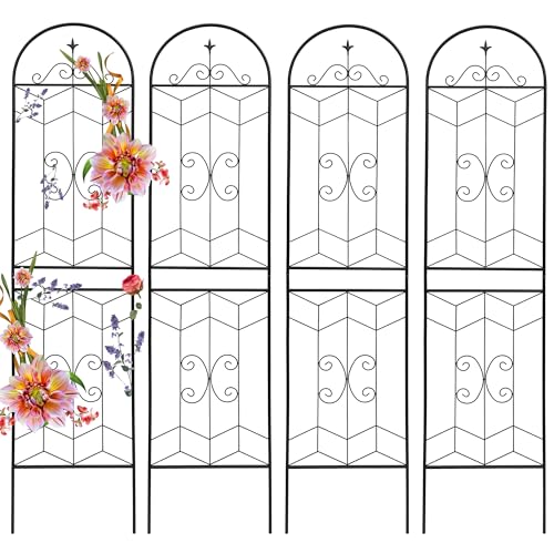 4 Pack 87x20in Garden Trellises with Black Metal Coating