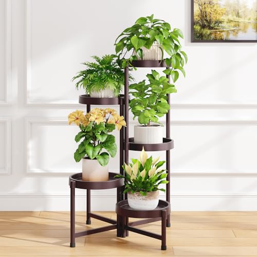 5 Tier Folding Plant Stand Indoor Outdoor (Violet Bronze / 5 Tiers)