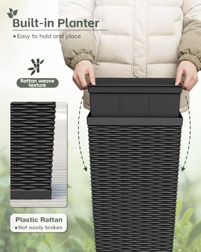 24 Inch Tall Plastic Planters with Rattan Texture (2 Count)