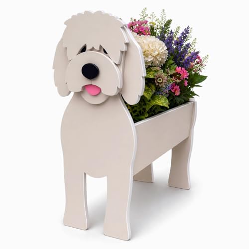 Small Golden Doodle Dog Planter Plant Pots
