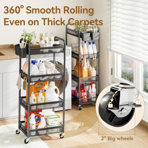 4 Tier Rolling Cart (Black / 4-tier)