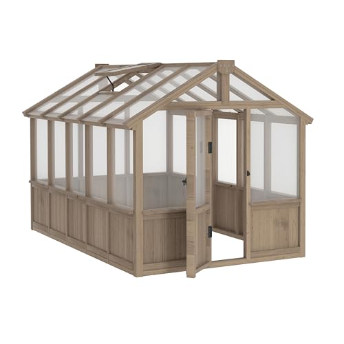 6'x10' Wooden Greenhouse for Outdoor (Brown / 6x10 FT)