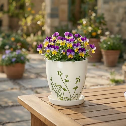 6 Inch Plant Pot (6 Inch / Grasses White)
