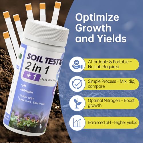Soil Test Kit pH & Nitrogen Tester for Garden Vegetable Nutrients Lawn Indoor & Outdoor 20 Strips