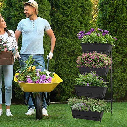 Raised Garden Bed 4 Tier Vertical Garden Planters Indoor Outdoor Raised Planter Box with Legs Elevated Herb Garden Planter for Flowers Vegetables Plants