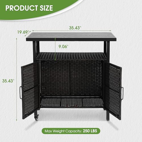 Outdoor Bar Table Featuring Storage Cabinet