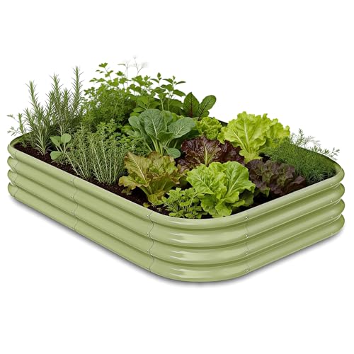 6x4x1ft Galvanized Raised Garden Bed (Green / 6x4x1ft)
